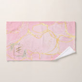 Gouden Monogram Naam Groene Pink Agaat Geode Bad Handdoek (Handdoek)