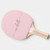 Gouden monogram naam handtekening script roze rood tafeltennisbatje (Zijkant)