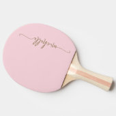 Gouden monogram naam handtekening script roze rood tafeltennisbatje (Zijkant)
