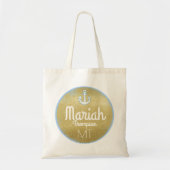 gouden monogram nautisch en gepersonaliseerd tote bag (Voorkant)