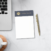 Gouden Monogram Navy Blauwe Leren Uitzicht Elegant Post-it® Notes