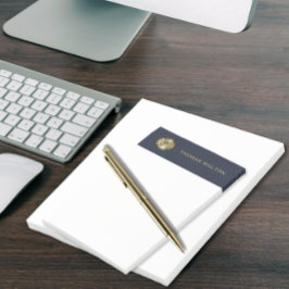 Gouden Monogram Navy Blauwe Leren Uitzicht Elegant Post-it® Notes