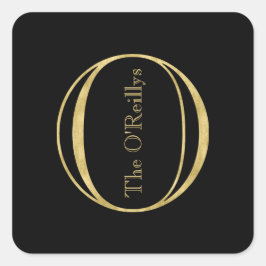 Gouden Monogram O en Naam op Elke Kleur Vierkante Sticker
