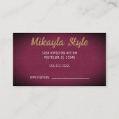 Gouden Monogram op getextureerde Bourgondische ach Visitekaartje (Achterkant)