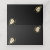 Gouden Monogram Op Zwarte Naam Initiaal Bruiloft Plaatskaartje (Binnenkant ongevouwen)