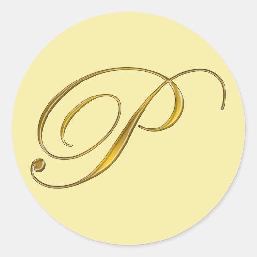 Gouden Monogram P Envelop Seal Label Sticker (Voorkant)