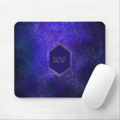Gouden Monogram Paars Blauw Marmer Muismat (Met muis)