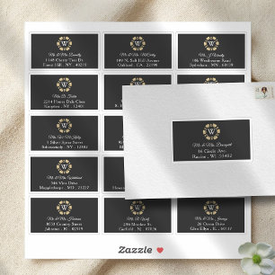 Gouden Monogram Poker Chip Casino Bruiloft Adres Sticker