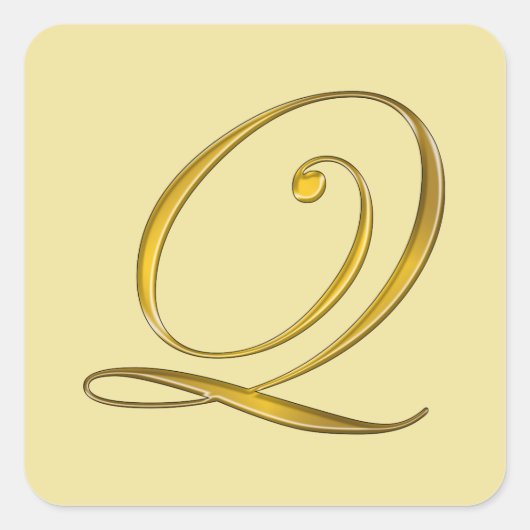 Gouden Monogram Q Enveloppe Zegel Sticker (Voorkant)