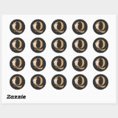 Gouden monogram Q Ronde Sticker (Vel)
