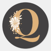Gouden monogram Q Ronde Sticker (Voorkant)