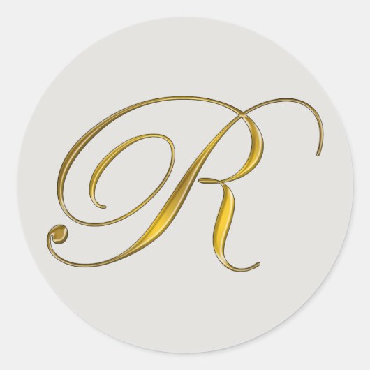 Gouden Monogram R Enveloppe Zegel Sticker (Voorkant)