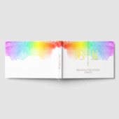 Gouden Monogram Regenboog Waterverf LGBTQ Wedding Gastenboek (Volledig)