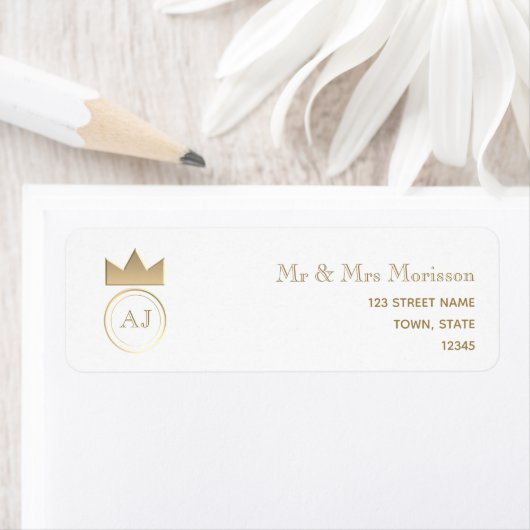 Gouden Monogram Retouradres Etiket (Insitu)