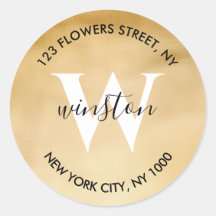 Gouden Monogram Retouradres Moderne Glitters
