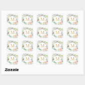 Gouden Monogram Rozen Krans Bloemig Vierkante Sticker (Vel)