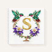 Gouden Monogram S Kolibrie Huwelijkscadeau Notitieboek (Voorkant)