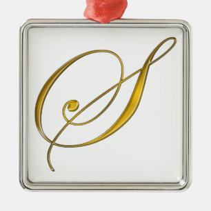 Gouden Monogram S Metalen Ornament