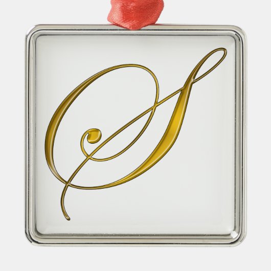 Gouden Monogram S Metalen Ornament (Voorkant)