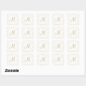 Gouden Monogram Schrift Goudstof Vierkante Sticker (Vel)