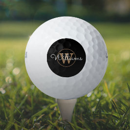 Gouden Monogram Schrift Naam Elegant  Golfballen
