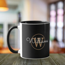 Gouden Monogram Schrift Naam Elegant Zwart