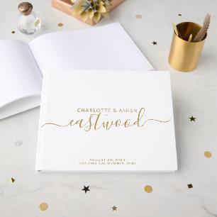 Gouden Monogram Schrift Naam Gastenboek