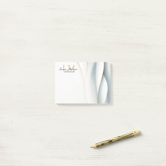 Gouden Monogram Schrift Naam Professioneel Post-it® Notes (Op bureau)