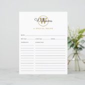 Gouden Monogram Schrift Naam Receptkaart (Staand voorkant)