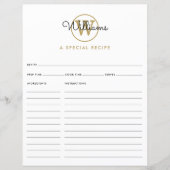 Gouden Monogram Schrift Naam Receptkaart (Voorkant)