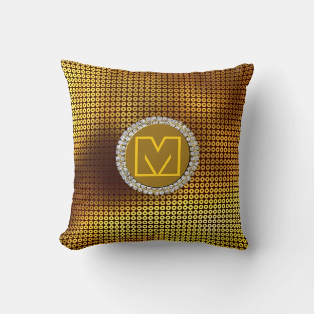 Gouden Monogram Sequin Kussen (Voorkant)