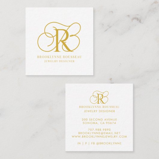 Gouden Monogram Sieraden Designer Visitekaartje (Voorkant / Achterkant)
