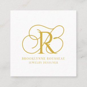 Gouden Monogram Sieraden Designer Visitekaartje