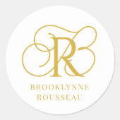 Gouden Monogram Sieraden Ontwerper Ronde Sticker (Voorkant)