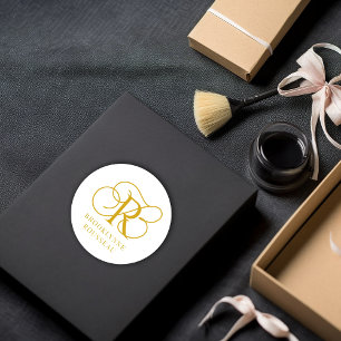 Gouden Monogram Sieraden Ontwerper Ronde Sticker