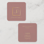 Gouden Monogram Sjabloon Luxe Premium Zijdeafwerki Vierkante Visitekaartje (Voorkant / Achterkant)