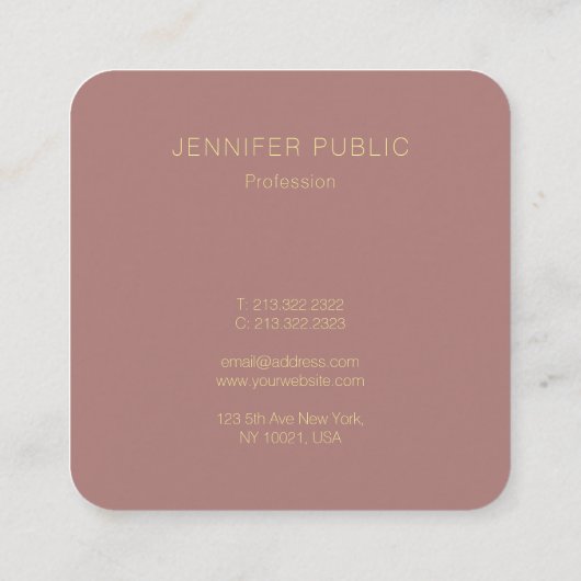 Gouden Monogram Sjabloon Luxe Premium Zijdeafwerki Vierkante Visitekaartje (Achterkant)