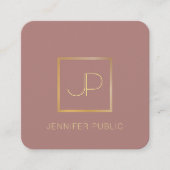 Gouden Monogram Sjabloon Luxe Premium Zijdeafwerki Vierkante Visitekaartje (Voorkant)