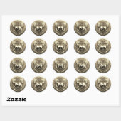 Gouden Monogram Sjabloon  Ronde Sticker (Vel)