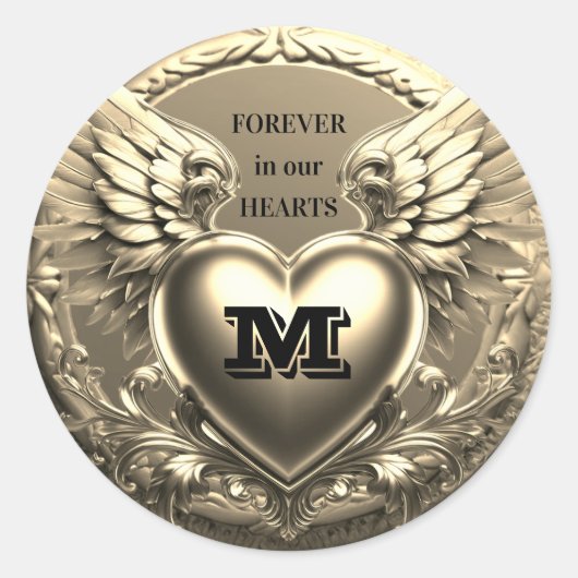 Gouden Monogram Sjabloon  Ronde Sticker (Voorkant)