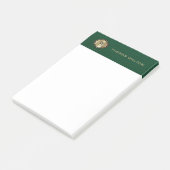 Gouden Monogram Smaragdgroene Leren Look Elegant Post-it® Notes (Schuin)