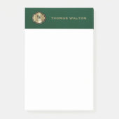 Gouden Monogram Smaragdgroene Leren Look Elegant Post-it® Notes (Voorkant)