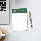 Gouden Monogram Smaragdgroene Leren Look Elegant Post-it® Notes