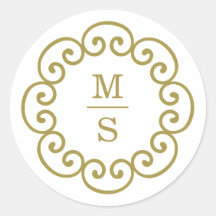 Gouden Monogram Sticker of Monogram Huwelijkszegel