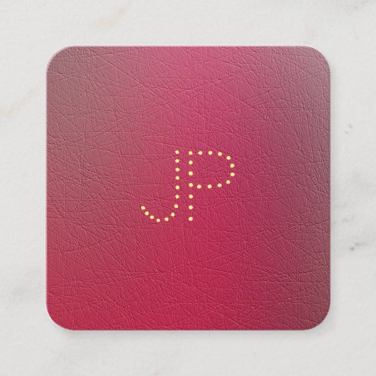 Gouden Monogram Structured Look Sjabloon Vierkante Visitekaartje (Voorkant)