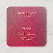 Gouden Monogram Structured Look Sjabloon Vierkante Visitekaartje (Achterkant)