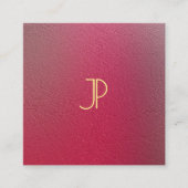 Gouden Monogram Structured Look Sjabloon Vierkante Visitekaartje (Voorkant)