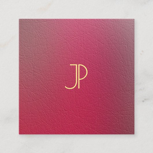 Gouden Monogram Structured Look Sjabloon Vierkante Visitekaartje (Voorkant)