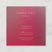 Gouden Monogram Structured Look Sjabloon Vierkante Visitekaartje (Achterkant)