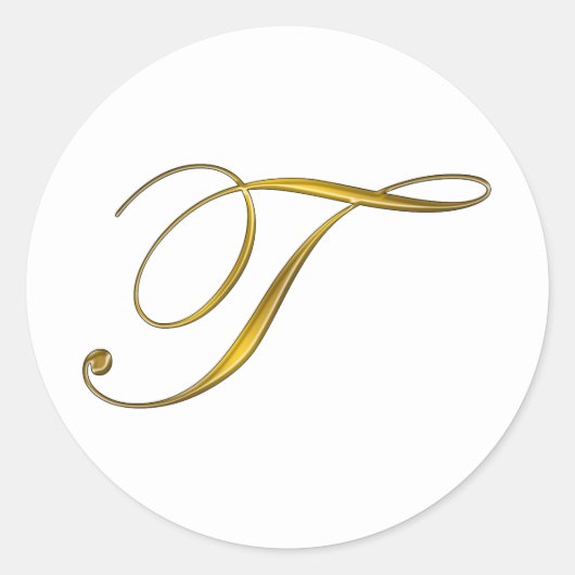 Gouden Monogram T Envelop Seal Label Sticker (Voorkant)